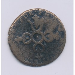 Louis XIV - 6 deniers dits dardennes - 1711 N Montpellier - B/TB 2