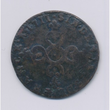 Louis XIV - 6 deniers dits dardennes - 1711 N Montpellier - TB/TB+