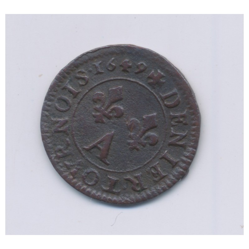 Louis XIV - Denier Tournoi - 1649 A Paris - cuivre - TB+