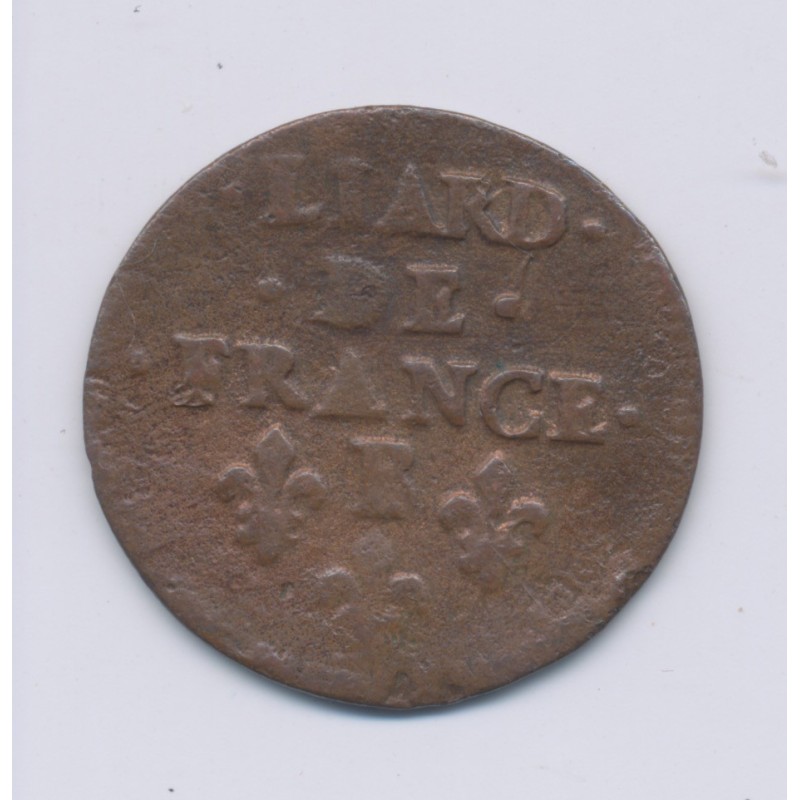 Louis XIV - Liard de France - 1655 B Rouen - cuivre - B/TB
