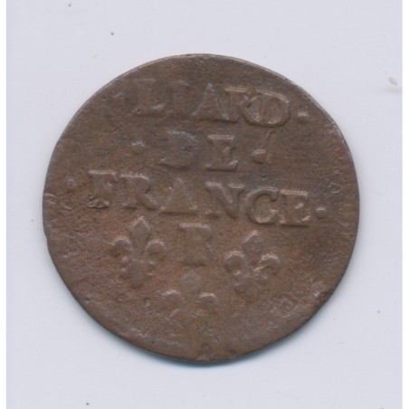 Louis XIV - Liard de France - 1655 B Rouen - cuivre - B/TB