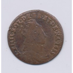 Louis XIV - Liard de France - 1655 B Rouen - cuivre - B/TB 2