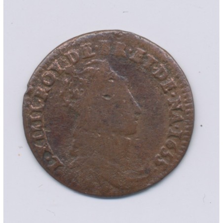 Louis XIV - Liard de France - 1655 B Rouen - cuivre - B/TB