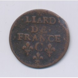Louis XIV - Liard de France - 1655 C Caen - cuivre - TB