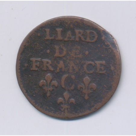 Louis XIV - Liard de France - 1655 C Caen - cuivre - TB