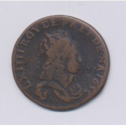 Louis XIV - Liard de France - 1655 C Caen - cuivre - TB 2