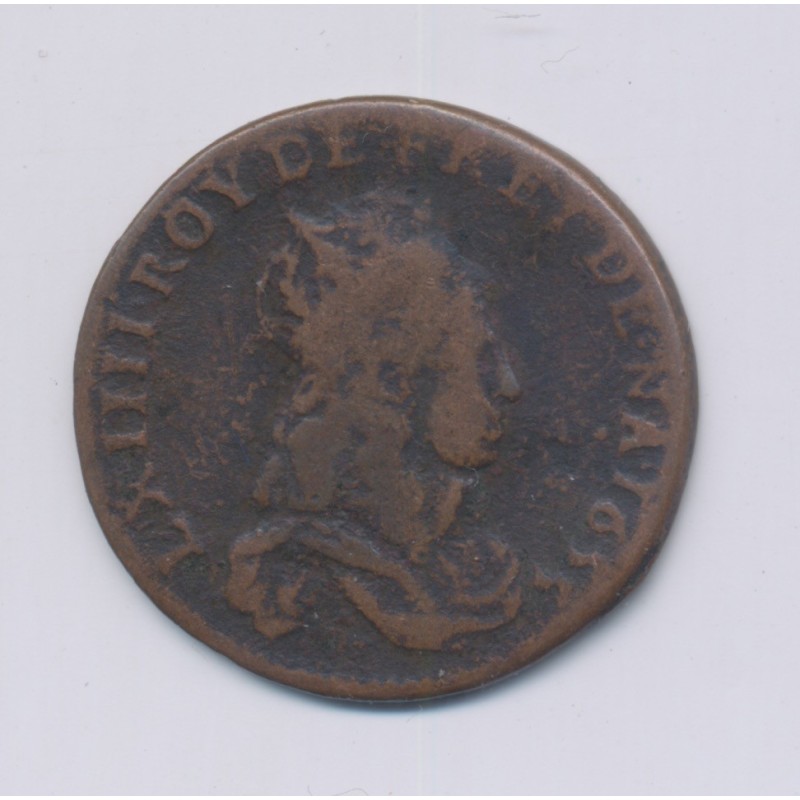 Louis XIV - Liard de France - 1655 C Caen - cuivre - TB