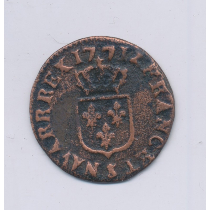 Louis XV - Liard - 1771 S Reims - cuivre - TB