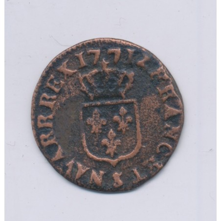 Louis XV - Liard - 1771 S Reims - cuivre - TB