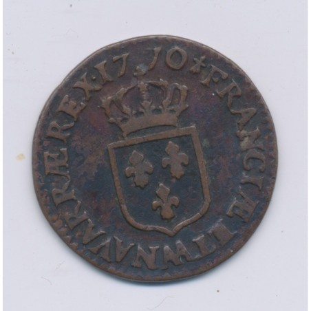 Louis XV - 1/2 Sol à la vieille tête - 1770 AA Metz - cuivre - TB+