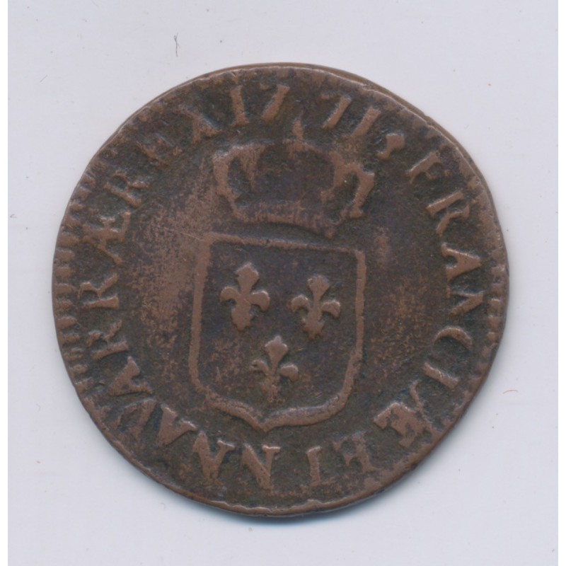 Louis XV - 1/2 Sol à la vieille tête - 1771 N Montpellier - cuivre - TB+