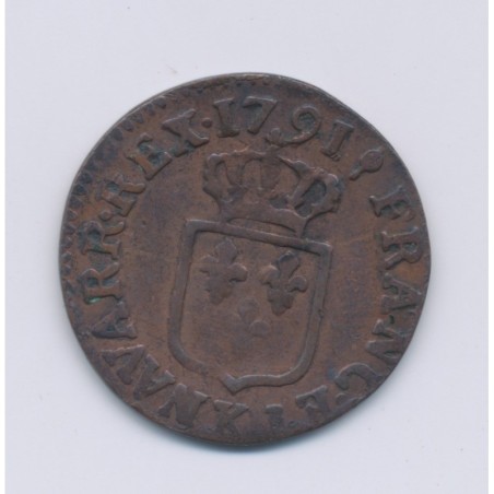 Louis XVI - Liard - 1791 K Bordeaux - cuivre - TB
