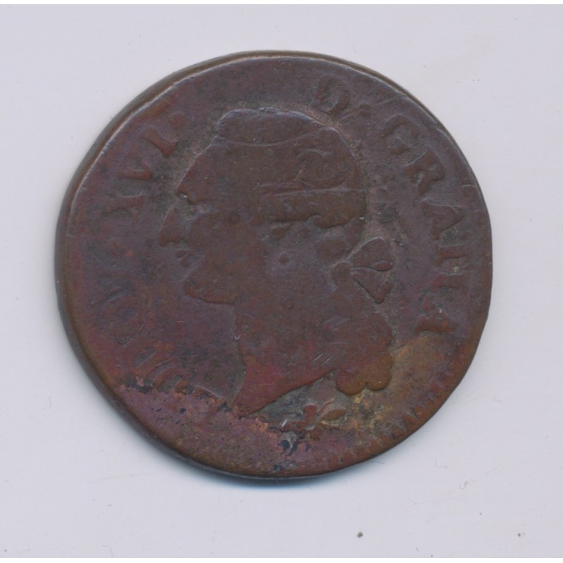 Louis XVI - Sol - 1791 D Lyon - TB