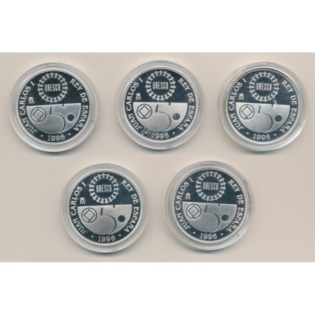 Espagne - Coffret 5 Monnaies - 2000 Pesetas 1996 - argent Belle épreuve - Patrimoine mondial Unesco
