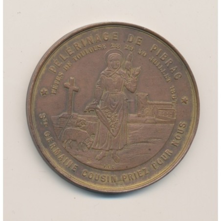 Médaille - Pius IX - Pèlerinage de Pibrac - Juin 1867 - bronze - 51mm