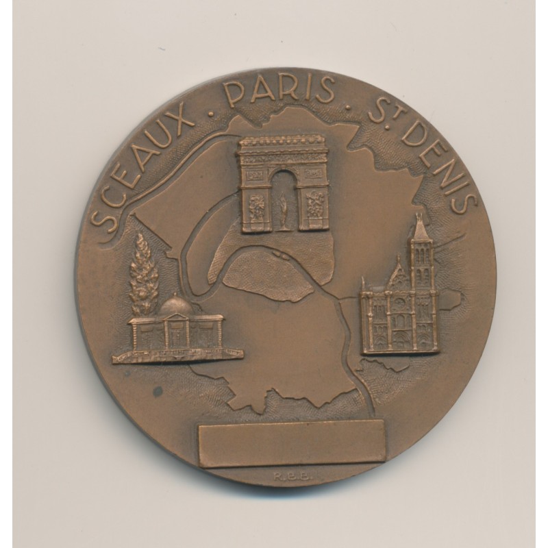 Médaille - Sceaux Paris st dénis - département de la seine - bronze - 59mm