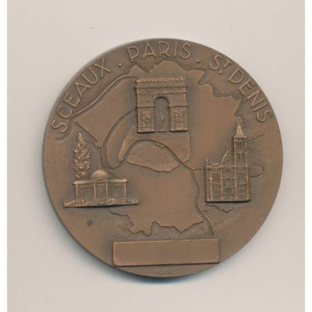 Médaille - Sceaux Paris st dénis - département de la seine - bronze - 59mm