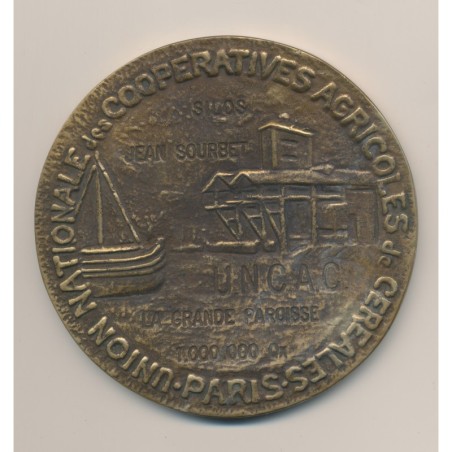 Médaille - Jean Sourbet - Union coopérative des coopératives agricoles de céréales - Paris - 91mm - bronze
