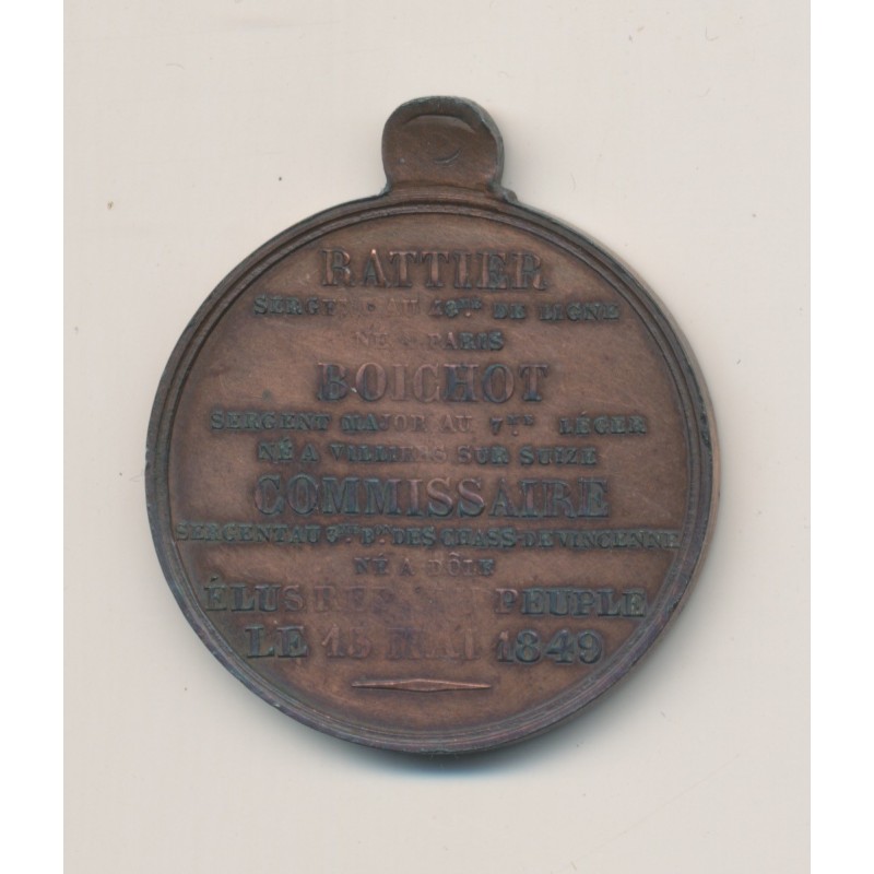 Médaille - Élection des sergents et commissaire Rattier et Boichot - bronze - 33mm - TTB