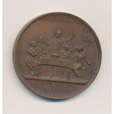 Médaille - Comte de Chambord - il nous rendra la poule au pot - duchesse de Berry - bronze - 37mm