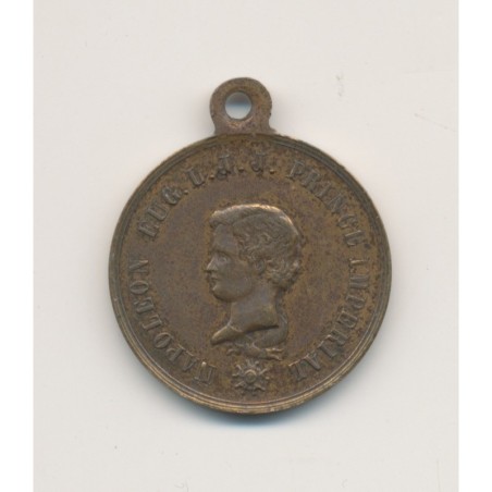 Médaillon - Napoléon Prince impérial et Napoléon III - laiton - 23mm - TTB