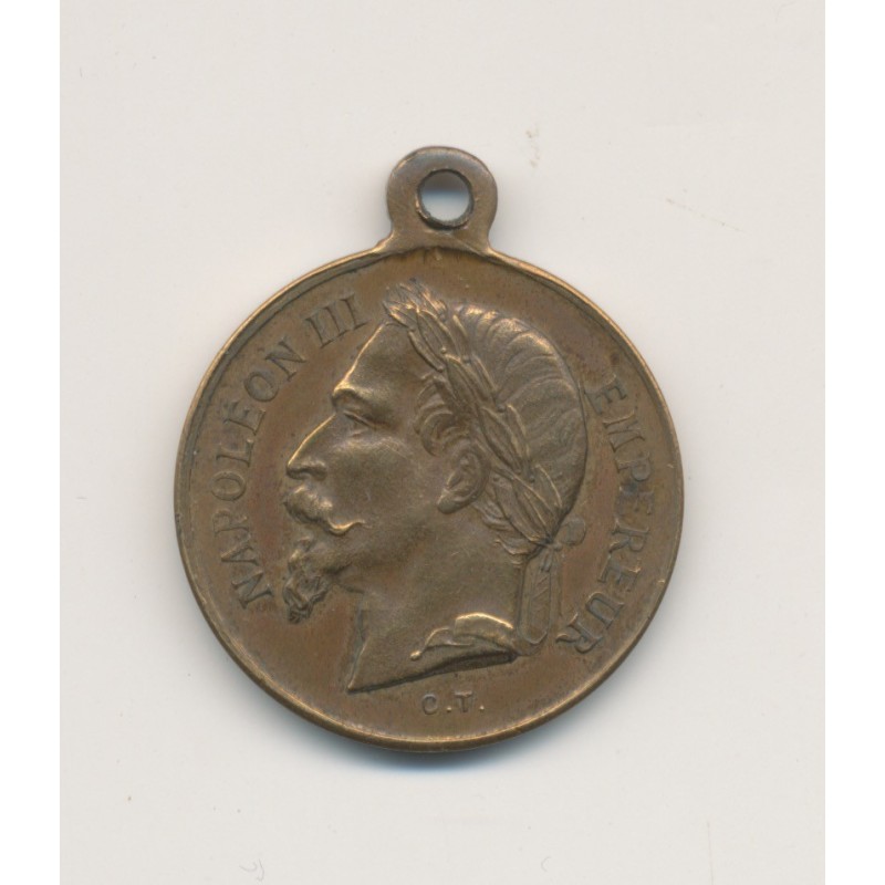 Médaillon - Napoléon Prince impérial et Napoléon III - laiton - 23mm - TTB