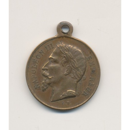 Médaillon - Napoléon Prince impérial et Napoléon III - laiton - 23mm - TTB