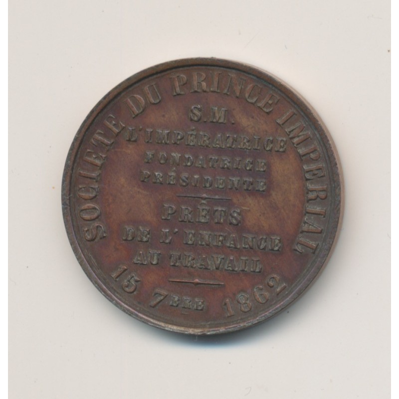Médaille - Napoléon IV - Société du prince impérial - 1862 - bronze - 27mm - TTB+