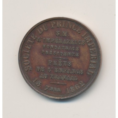 Médaille - Napoléon IV - Société du prince impérial - 1862 - bronze - 27mm - TTB+