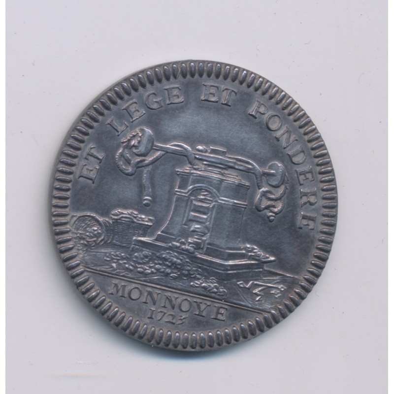 Jeton - Louis XV - buste habillé - Monnaie de Paris - 1723 - argent - frappe postérieure - 30mm - SUP