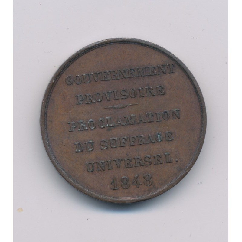 Médaille - Ledru Rollin - Suffrage universel 1848 - cuivre - 27mm - TTB