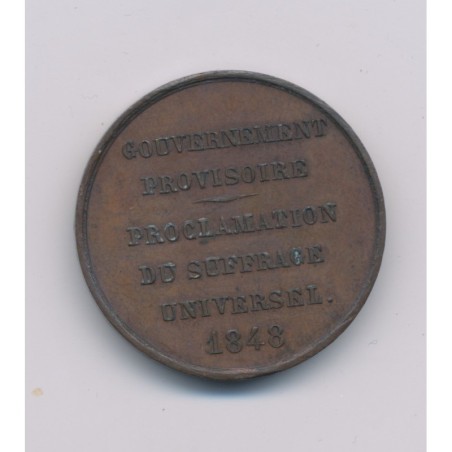 Médaille - Ledru Rollin - Suffrage universel 1848 - cuivre - 27mm - TTB