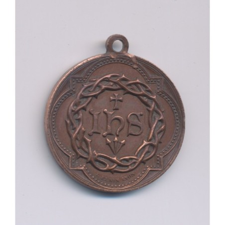 Médaillon - Jésus Christ - INS - bronze - 25mm - TTB+