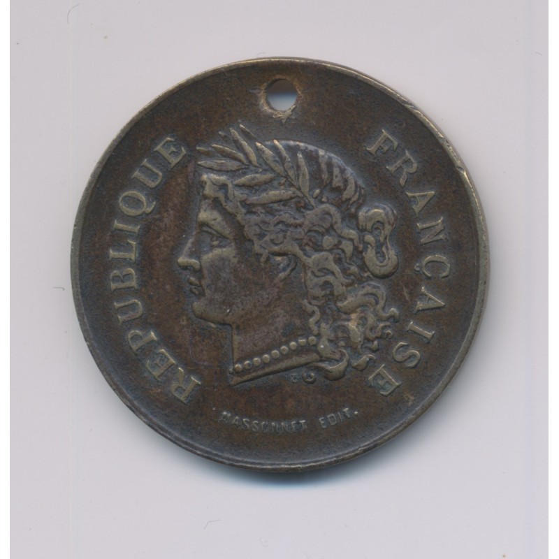 Médaille - Souvenir de fête nationale - 14 juillet 1881 - laiton - 32mm - TB