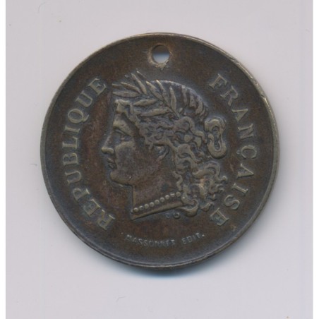 Médaille - Souvenir de fête nationale - 14 juillet 1881 - laiton - 32mm - TB