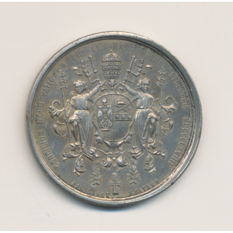 Médaille - Pi IX - Élection du pape - 1866 - 37mm - bronze argenté - TTB