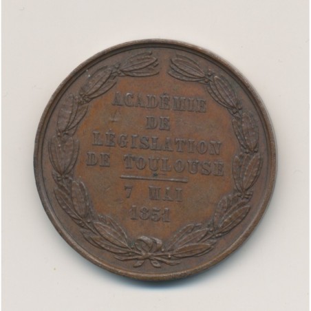 Jeton - Académie législation - Toulouse 1851 - bronze - TTB - 35mm