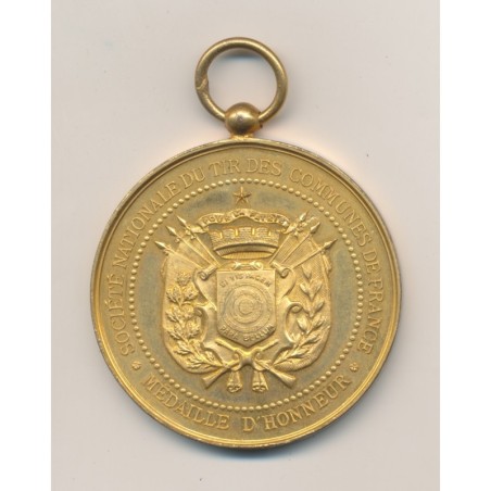 Médaille - Société Nationale du tir des communes de France - médaille d'honneur - bronze doré - 51mm - SUP+