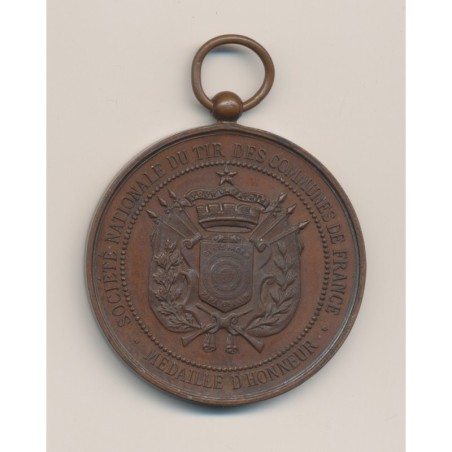 Médaille - Société Nationale du tir des communes de France - médaille d'honneur - bronze - 51mm - TTB+