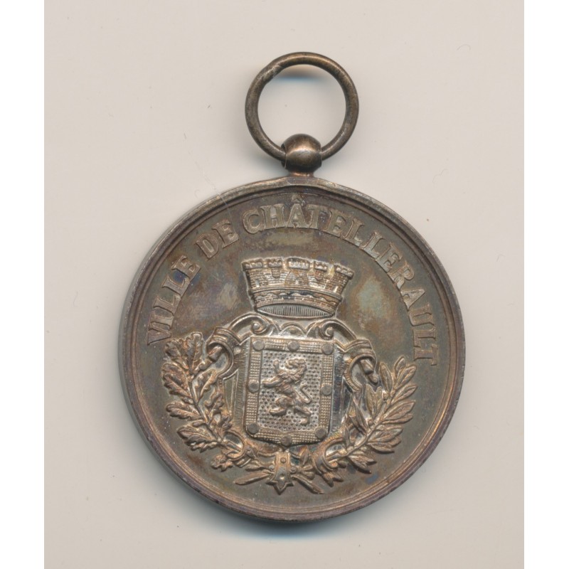 Médaille - Thème sur le Tir - Chatellerault - bronze argenté - 41mm - SUP