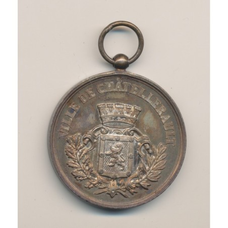 Médaille - Thème sur le Tir - Chatellerault - bronze argenté - 41mm - SUP