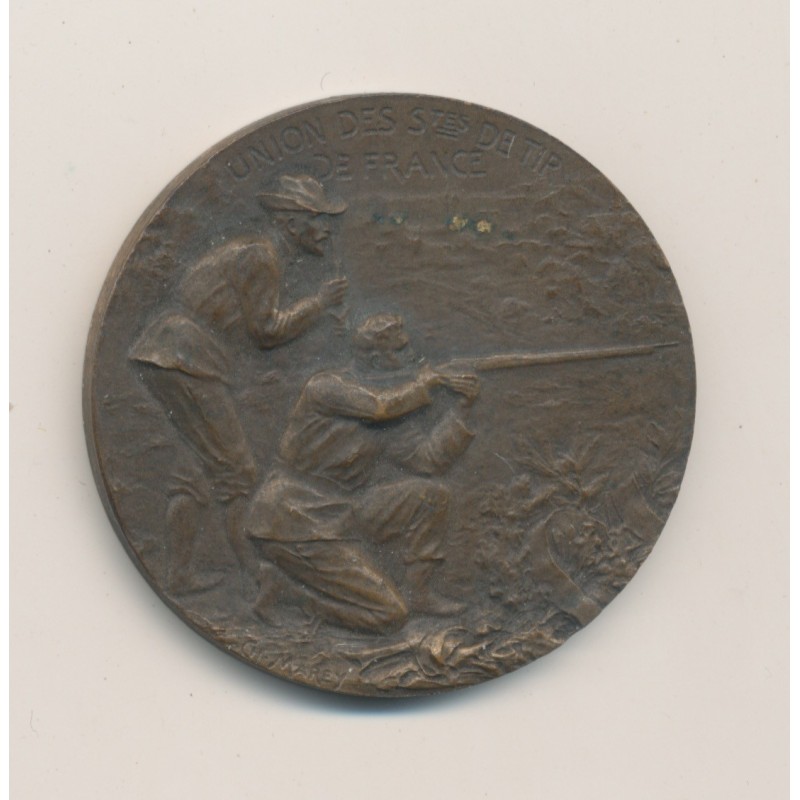 Médaille - 13e concours de Tir - Nancy 1906 - par Marey - bronze - 36mm - TTB