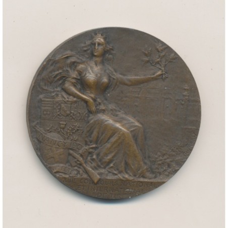 Médaille - 13e concours de Tir - Nancy 1906 - par Marey - bronze - 36mm - TTB
