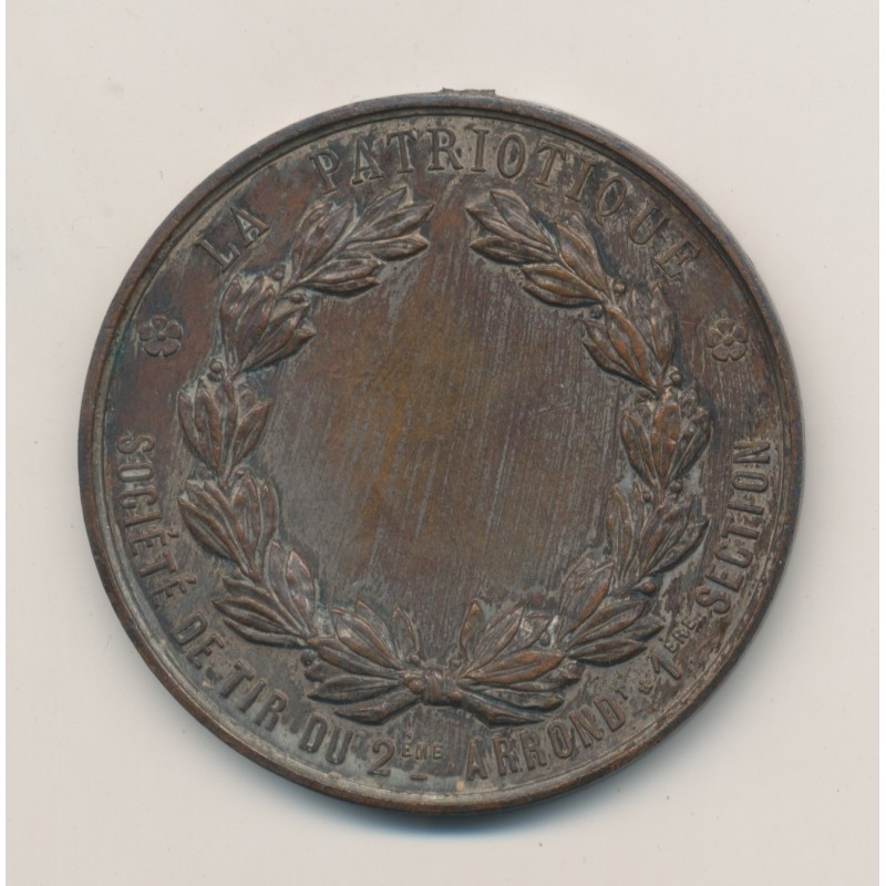 Médaille - Société de Tir - 2e arrondissement/1ère section - La Patriotique - bronze argenté - 47mm - TB/TTB