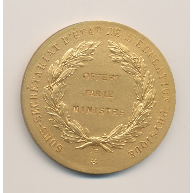 Médaille - Sous secrétariat d'état de l'éducation physique - Tir - bronze doré - 50mm - SUP
