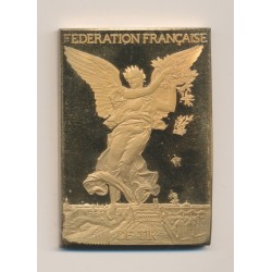 Plaquette - Fédération Française de Tir - Centenaire 1886-1986 - bronze doré - numéroté sur la tranche - SUP