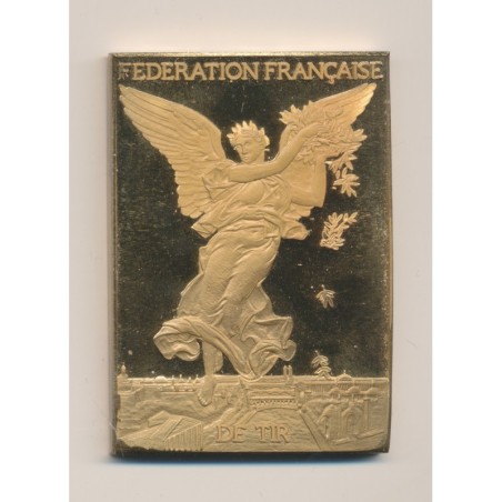 Plaquette - Fédération Française de Tir - Centenaire 1886-1986 - bronze doré - numéroté sur la tranche - SUP