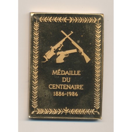 Plaquette - Fédération Française de Tir - Centenaire 1886-1986 - bronze doré - numéroté sur la tranche - SUP