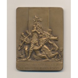 Plaquette - 16e Concours National et International de Tir - Le Mans 1909 - bronze - TTB+