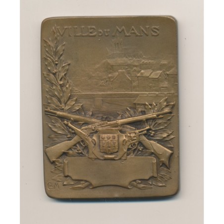 Plaquette - 16e Concours National et International de Tir - Le Mans 1909 - bronze - TTB+
